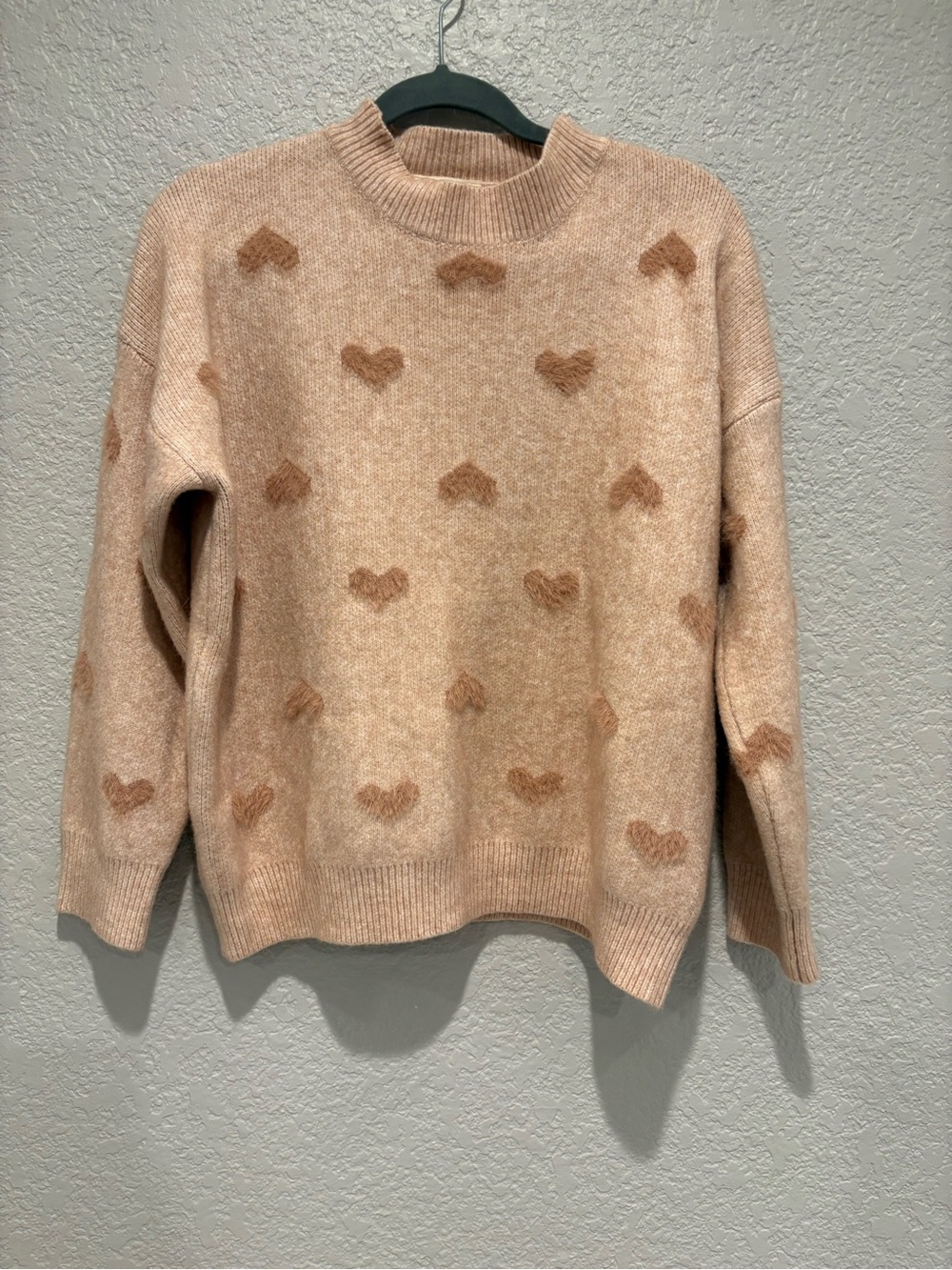 ADORA Beige Crewneck Sweater with Heart Motif